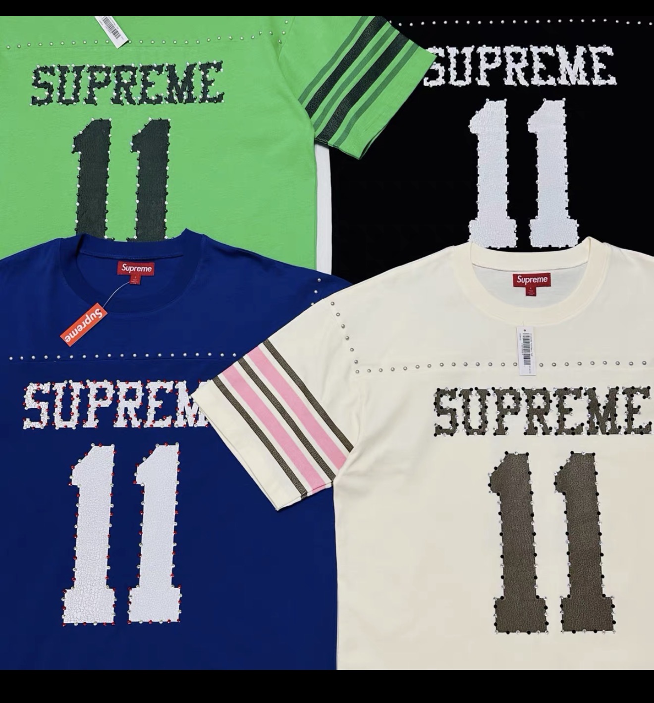 Supreme 11 Studded Striped Short Sleeve T Shirt