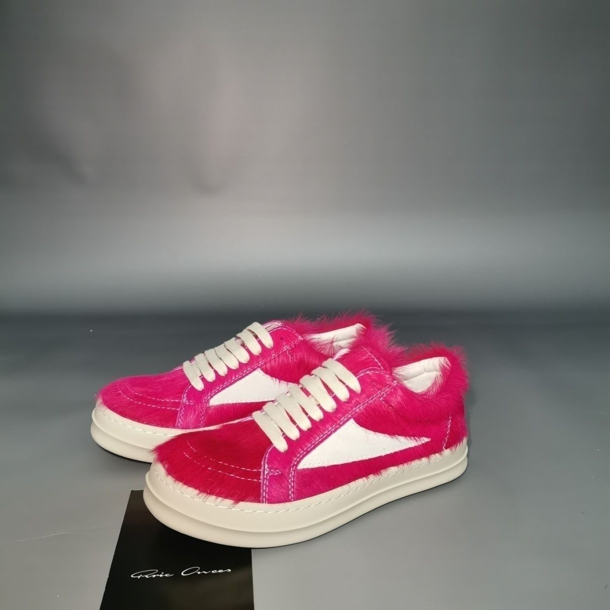 Rick Owens Lido Vintage Low "Pony Hair & Milk" Sneakers