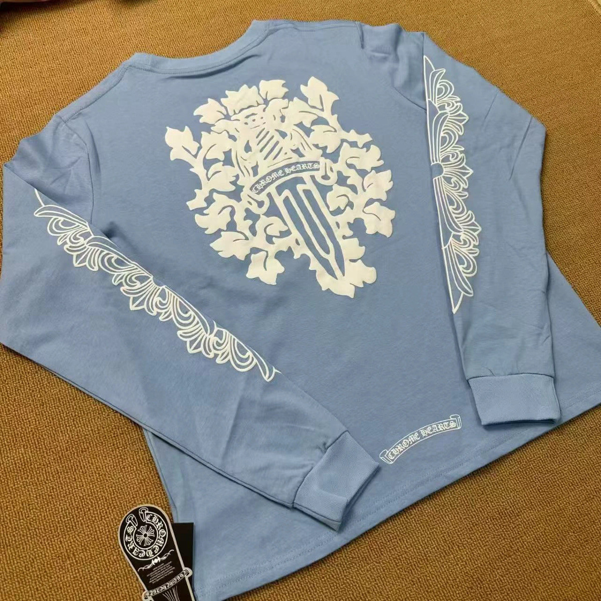Chrome Hearts Floral Dagger Print Long Sleeve T-Shirt