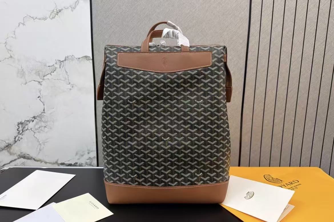 1:1 Best Quality Goyard Cisalpin Goyardine Canvas & Calfskin Backpack inside white