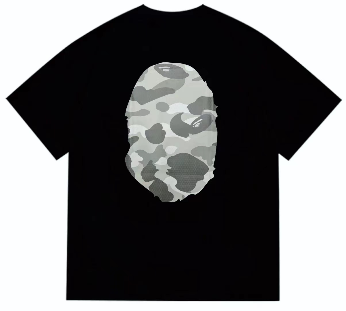 Honeycomb camo letters big apeman head double sided printed tshirt