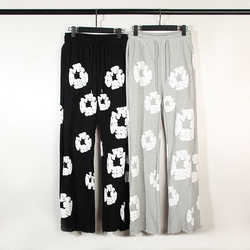 Flared pants puff print fashon classic style black and grey
