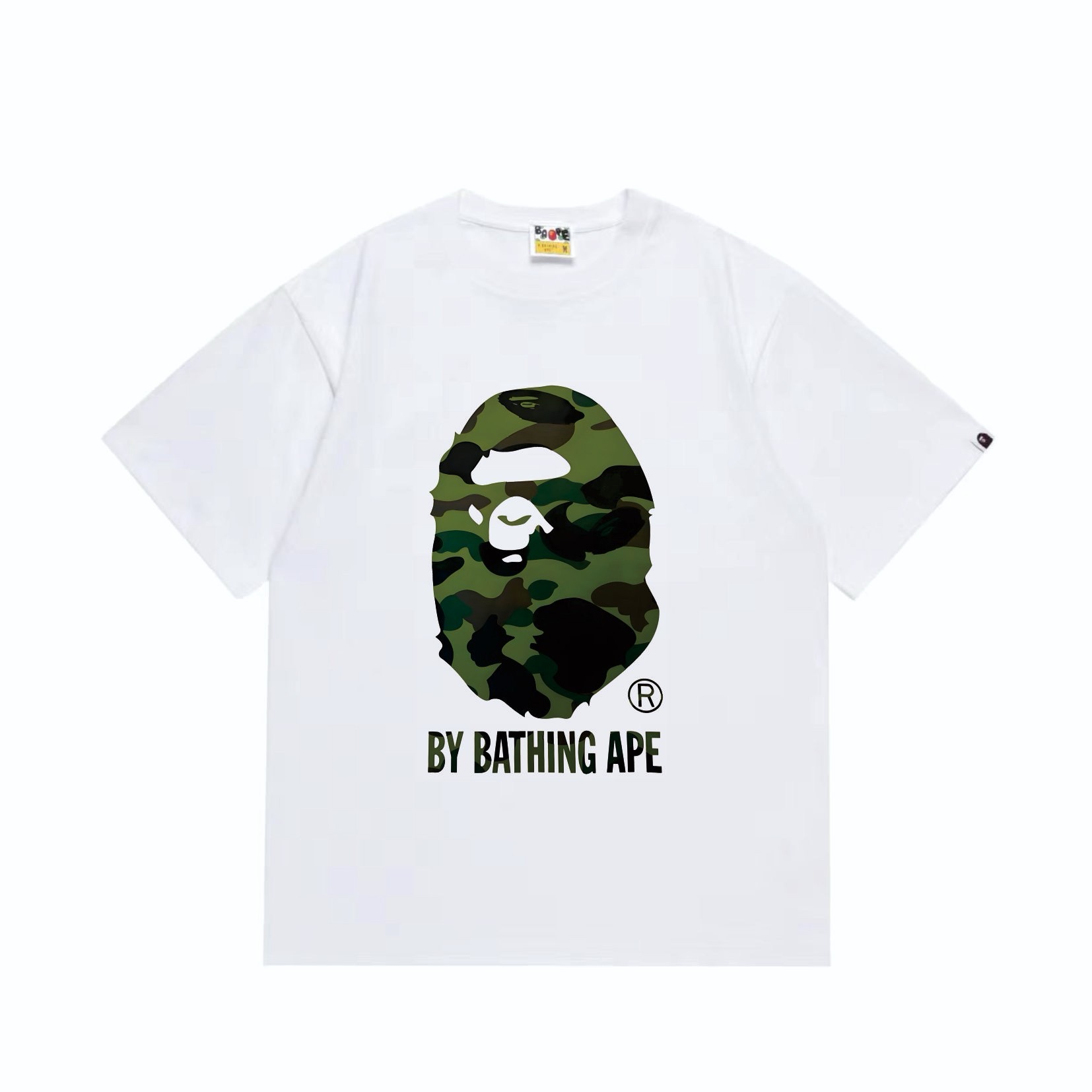 Green camo ape man head tshirt black and white color
