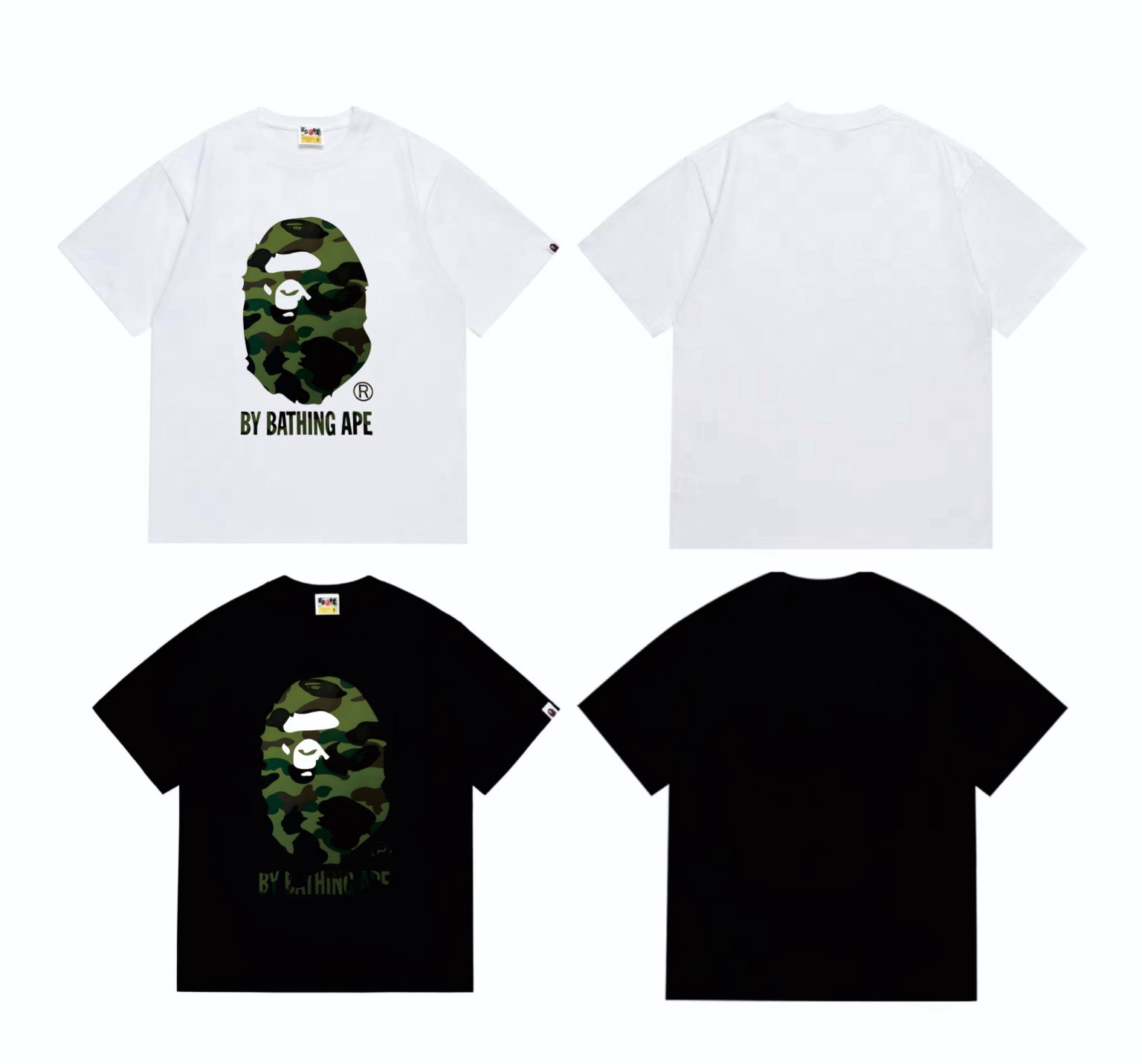 Green camo ape man head tshirt black and white color