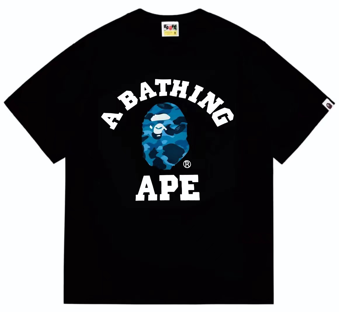 Blue beehive camo monogram little ape head print t shirt
