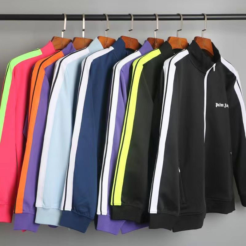 Side stripes casual sportwear long sleeved hoodie coat