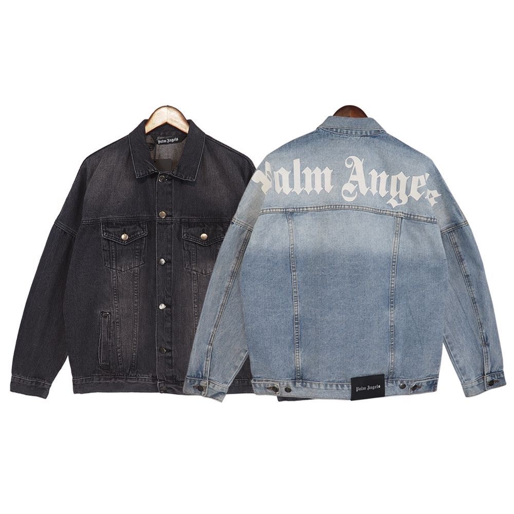 Old washed letter printed denim jackets outerwear trend
