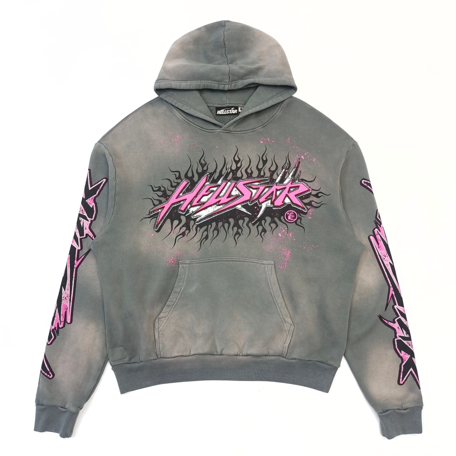 1:1 Version Flame Pink Letters Hoodie Grey with NFC