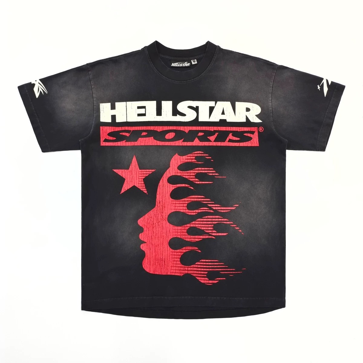 1:1 Red Logo Tee Washed Black Color