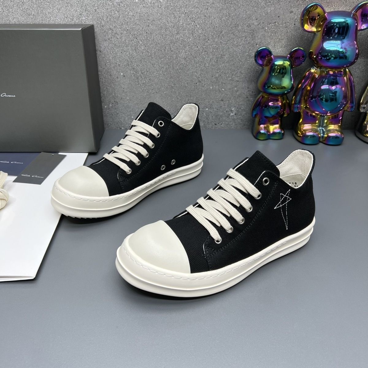 Rick five-pointed star Shoes Black with Box