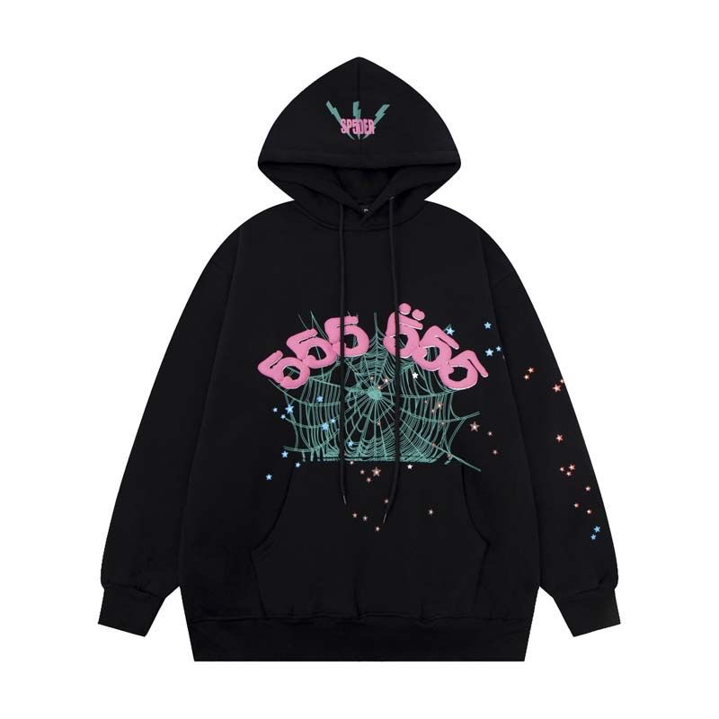 5555 web star foam digital print hoodie