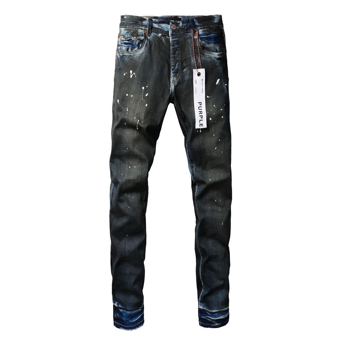 No. 9051 Paint Spots Black Print Jeans Blue