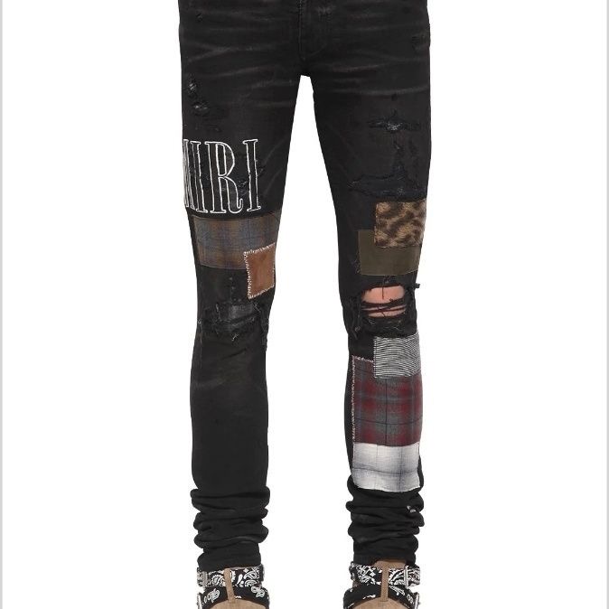 No. 615 Big Patch Ripped Jeans Black