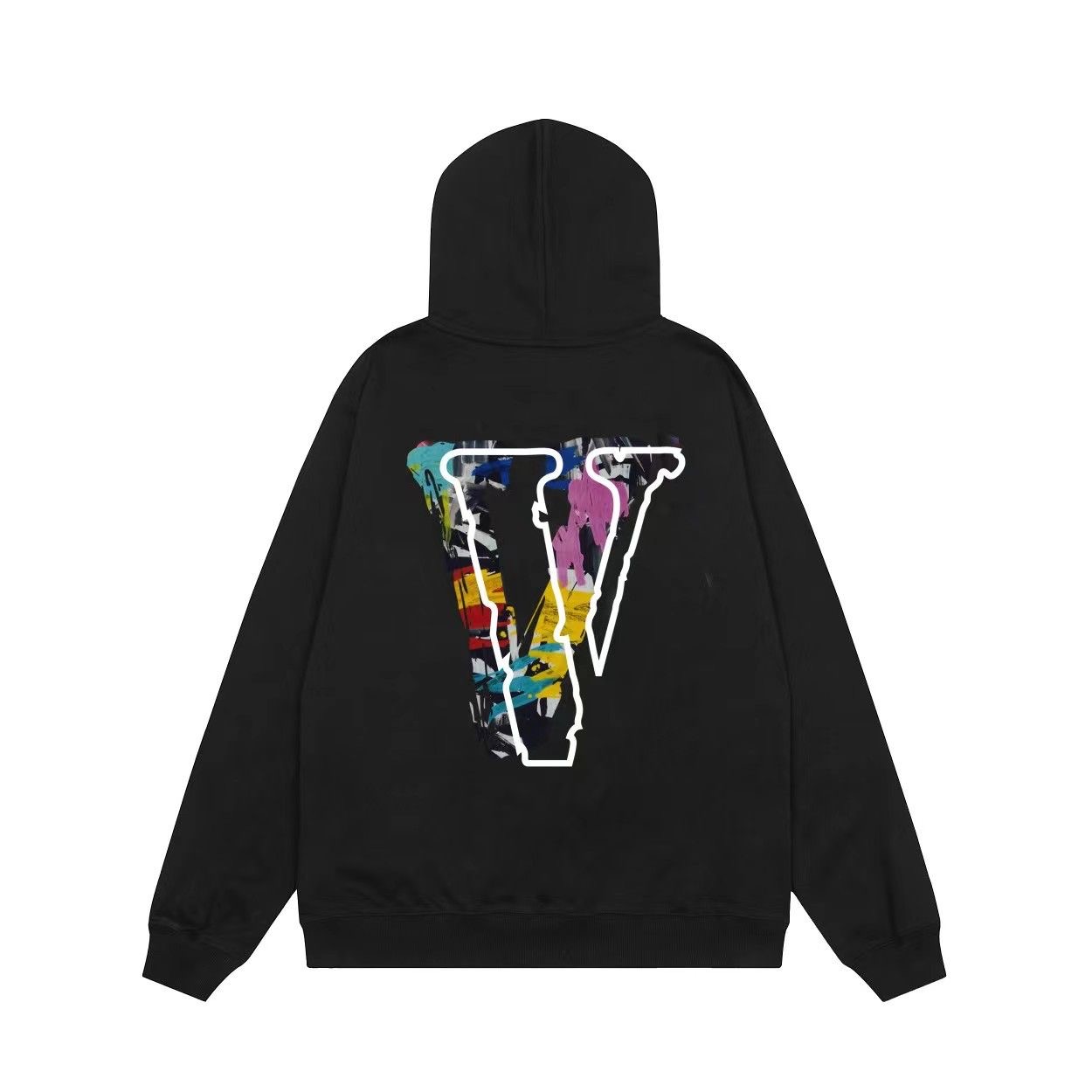 Back Colorful V Hoodie Black Color