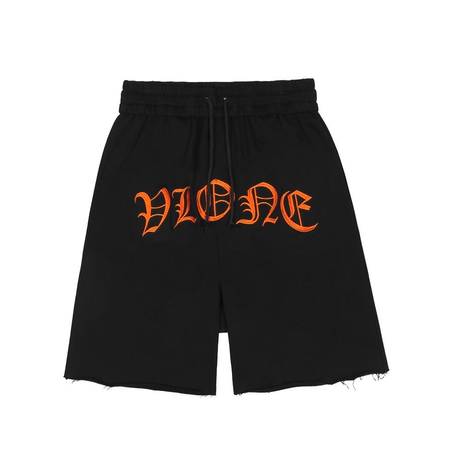 Orange Letters Shorts Black Color