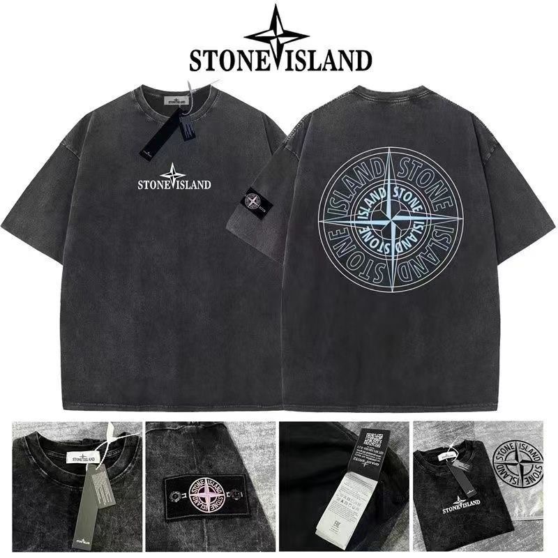 Wash old solid color compass badge tshirt