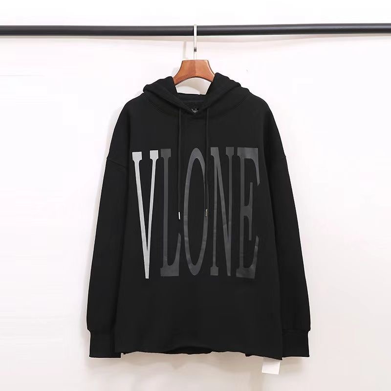 V Classic Letters Reflective Hoodie Black