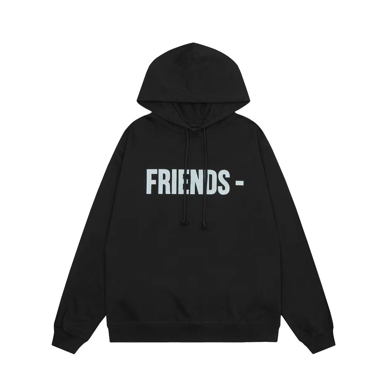 V Friends Reflective Letters Hoodie Black