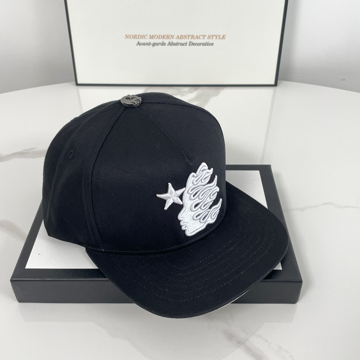 Black letter printed cap