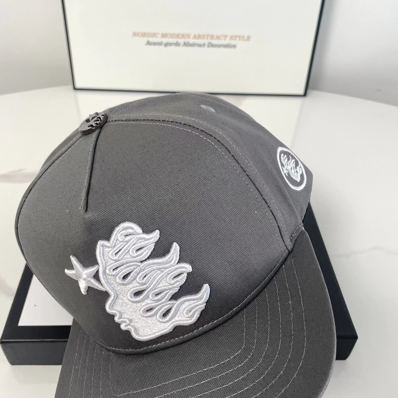 Grey color fashion cap