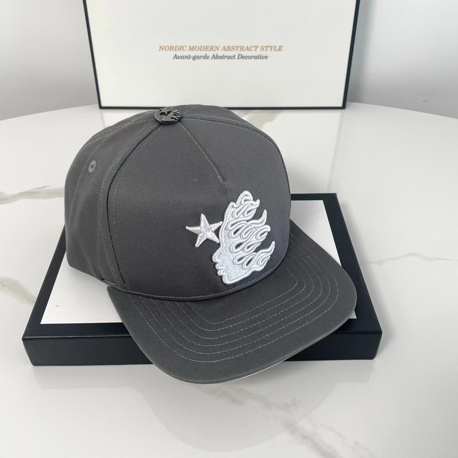 Grey color fashion cap