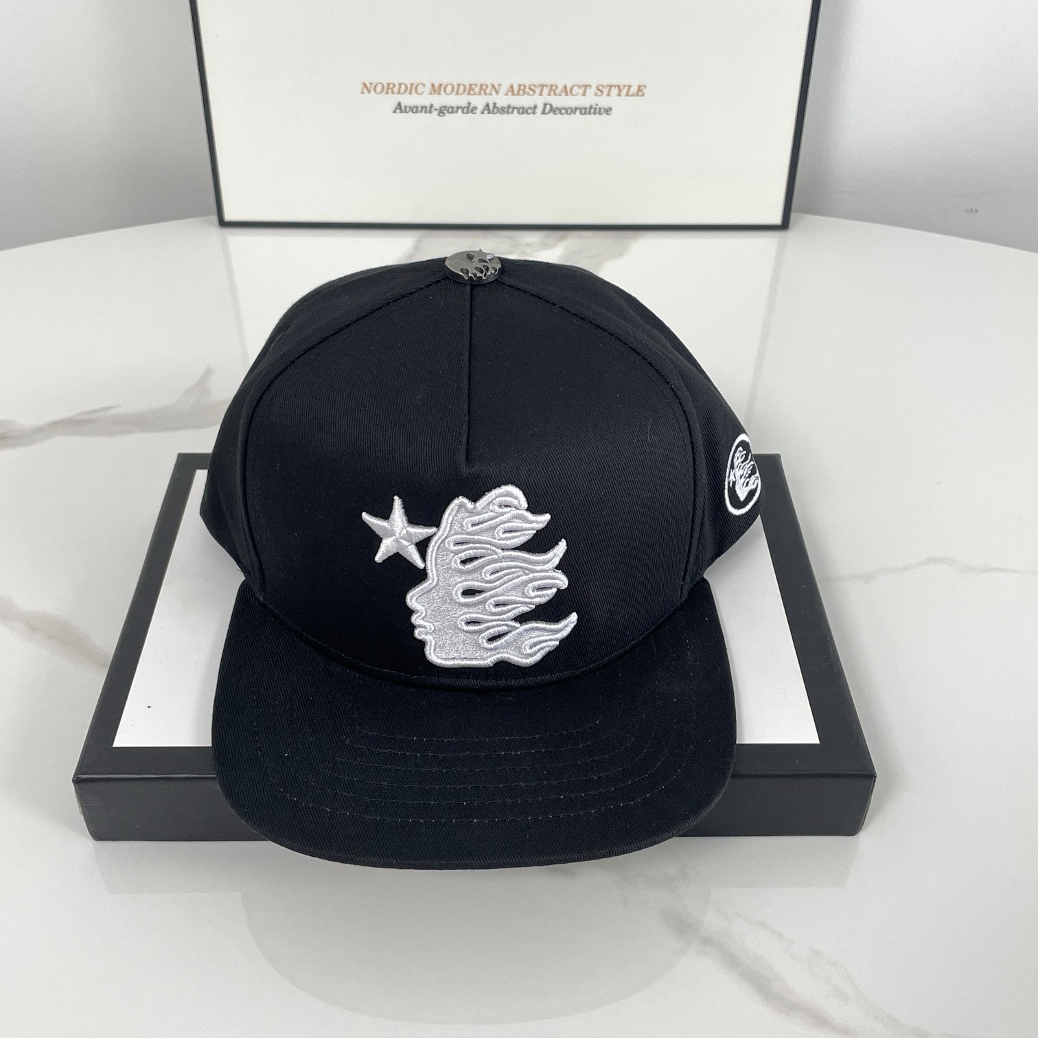 Black letter printed cap