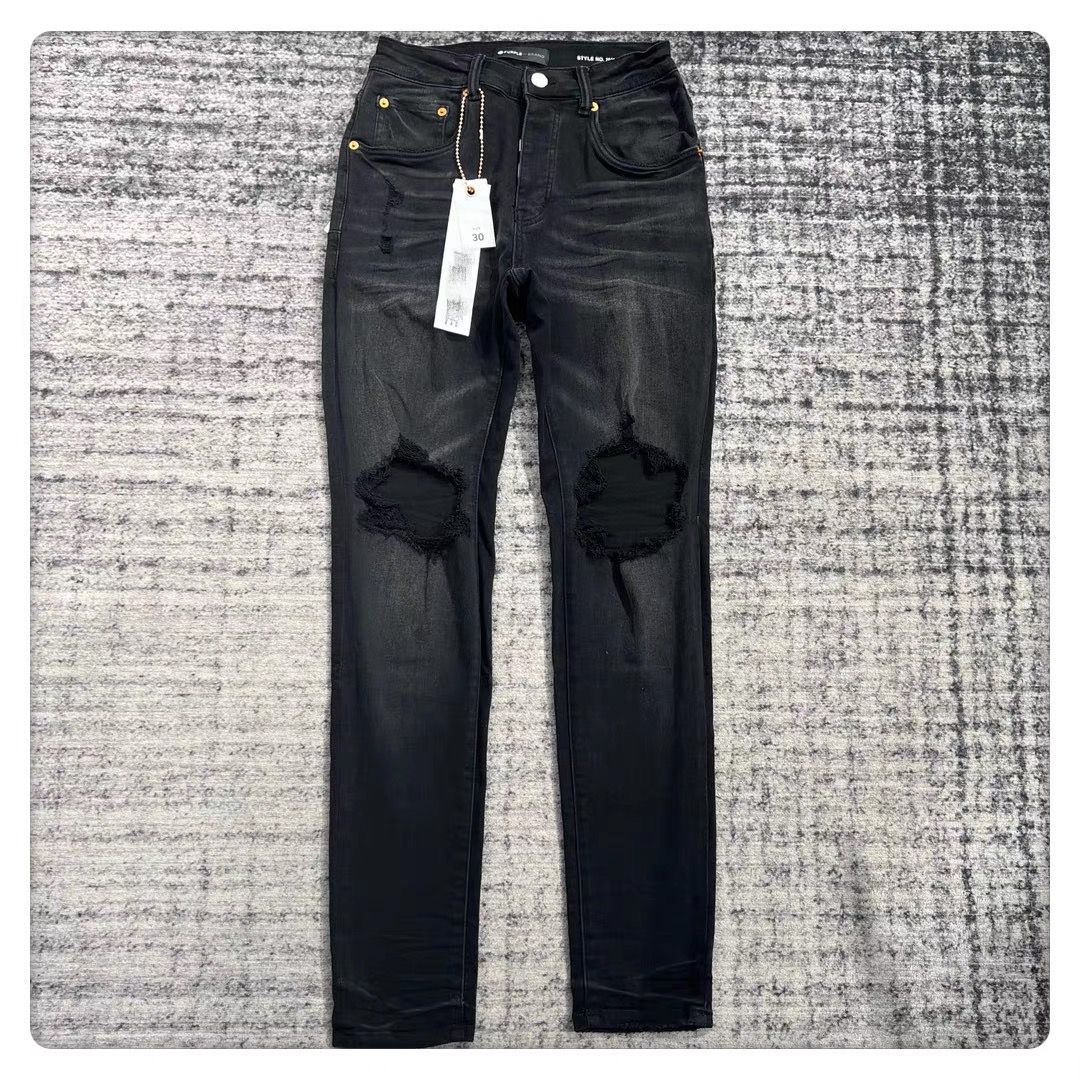 1:1 Best Quality Big Hole Jeans Black Color