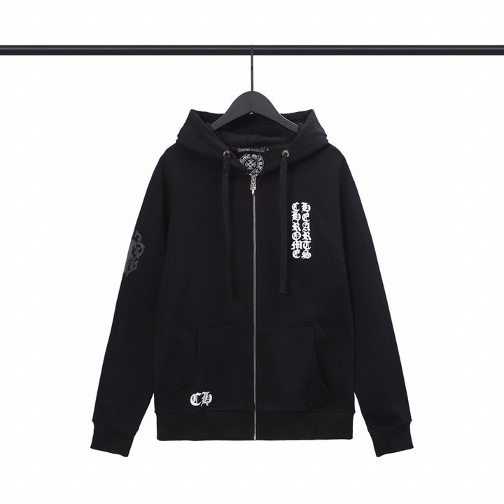 Vertical Logo Letters Zipper Hoodie Black Color