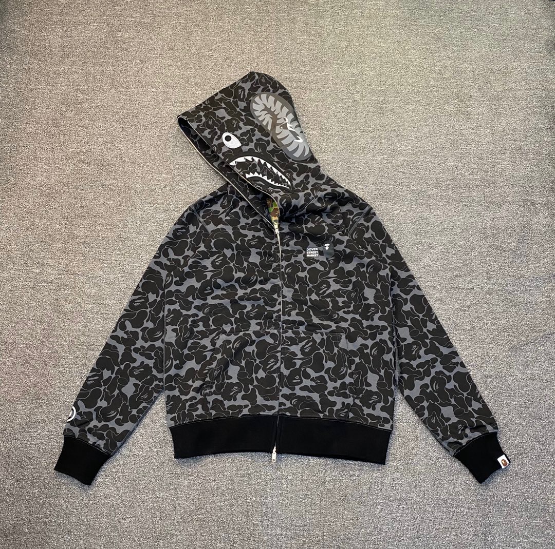 1:1 Best Quality Dover Street Market Black Camo Zipper Hoodie