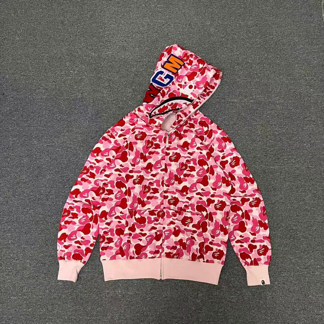 1:1 Best Quality Pink Camo 1 Hood Zipper Hoodie