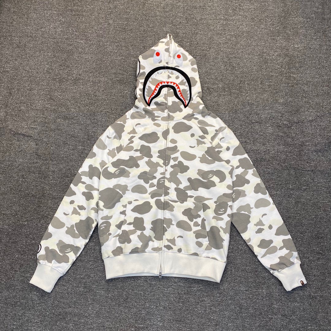 1:1 Best Quality White Camo 1 Hood Zipper Hoodie