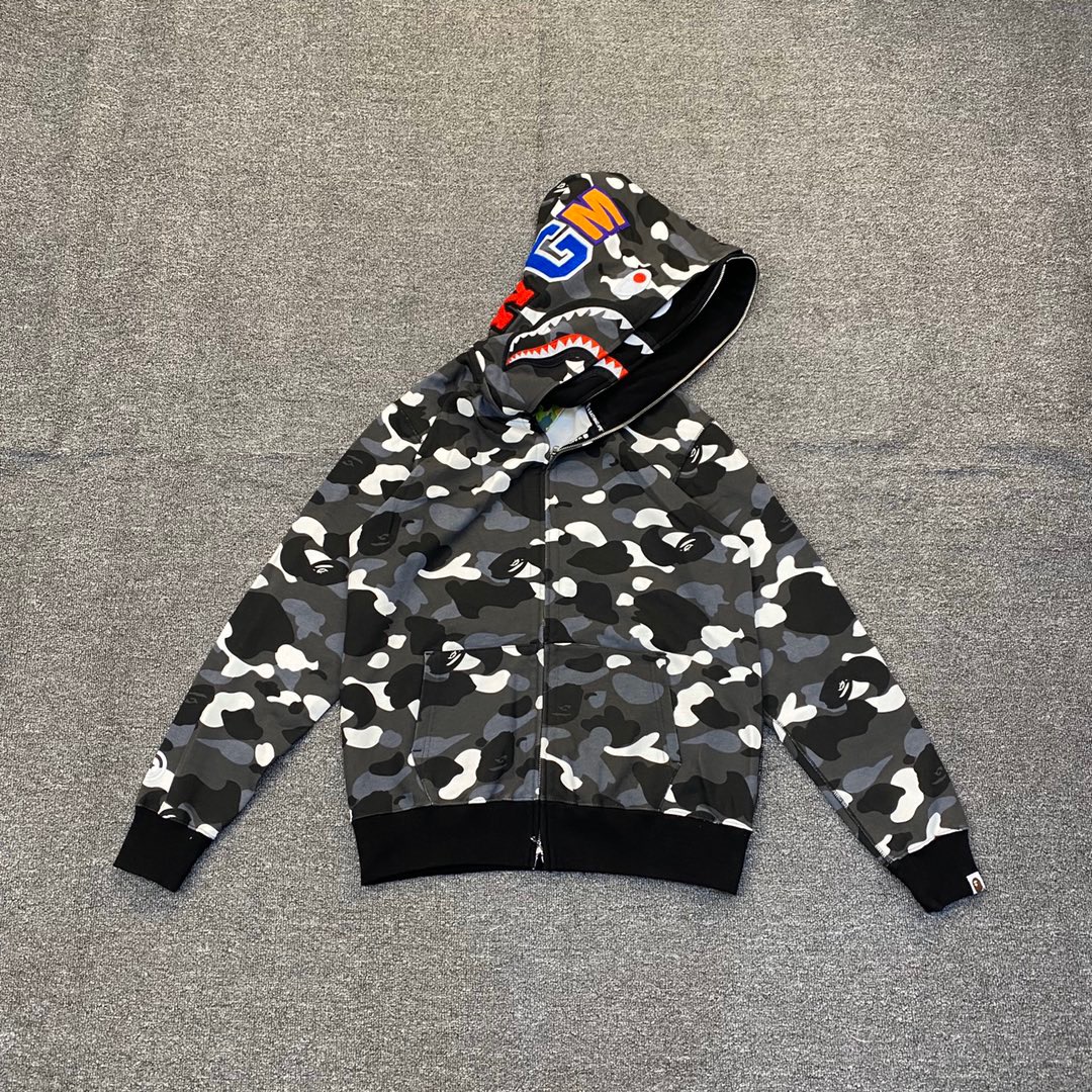 1:1 Best Quality Black Camo 2 Hood Zipper Hoodie