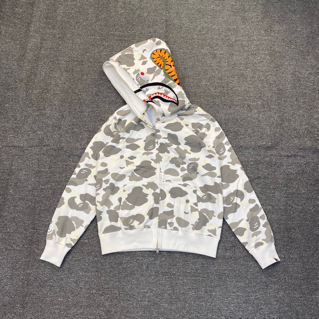 1:1 Best Quality White Camo 2 Hood Zipper Hoodie