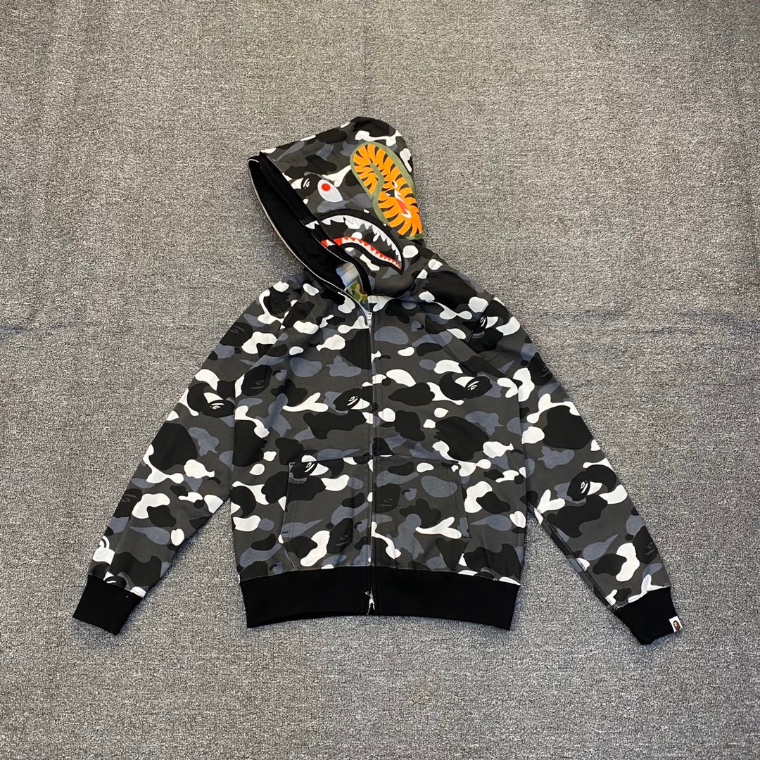 1:1 Best Quality Black Camo 2 Hood Zipper Hoodie