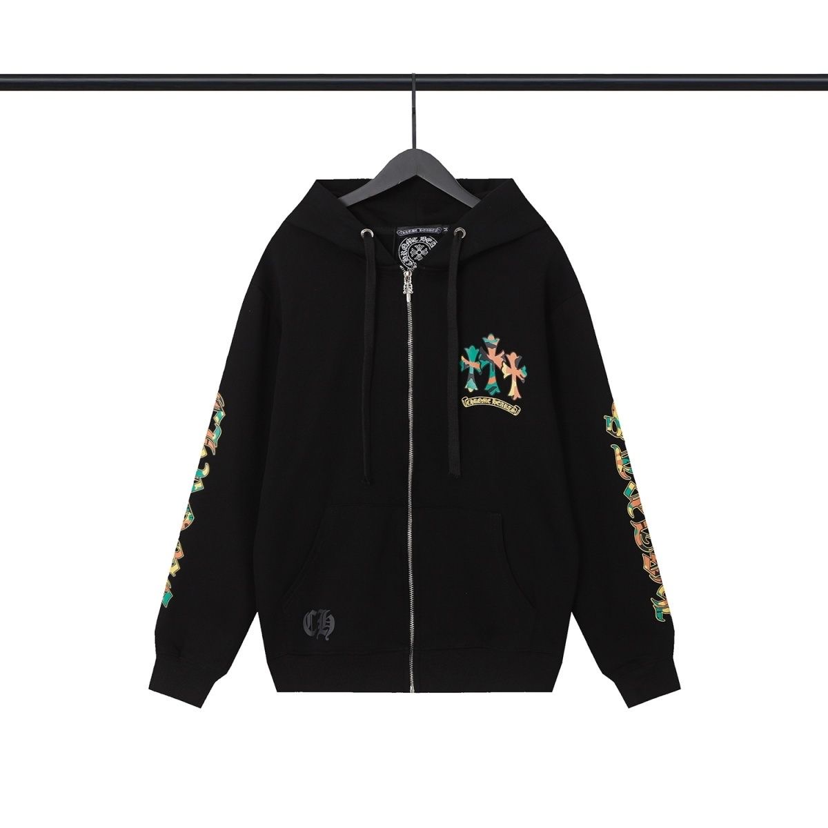 CH Camouflage Logo Zipper Hoodie Black