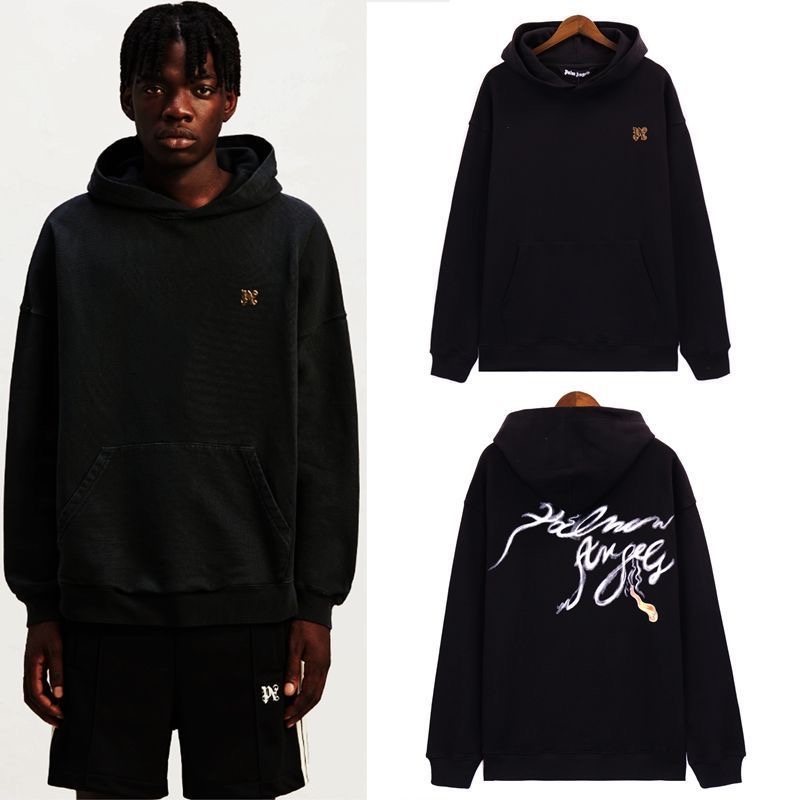 Back Smoke Letters Logo Hoodie Black