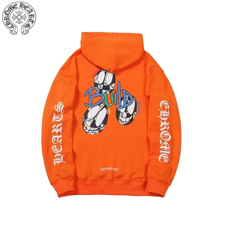 CH Checker Face Print Hoodie Orange