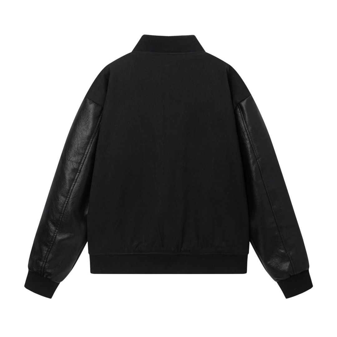 Amiri Leather Letters Jacket All Black Color