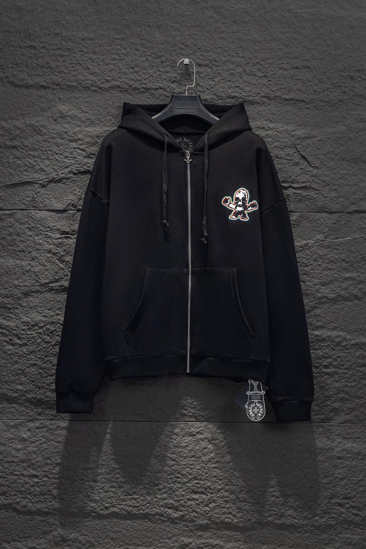 CH Color Skull Zipper Hoodie Black