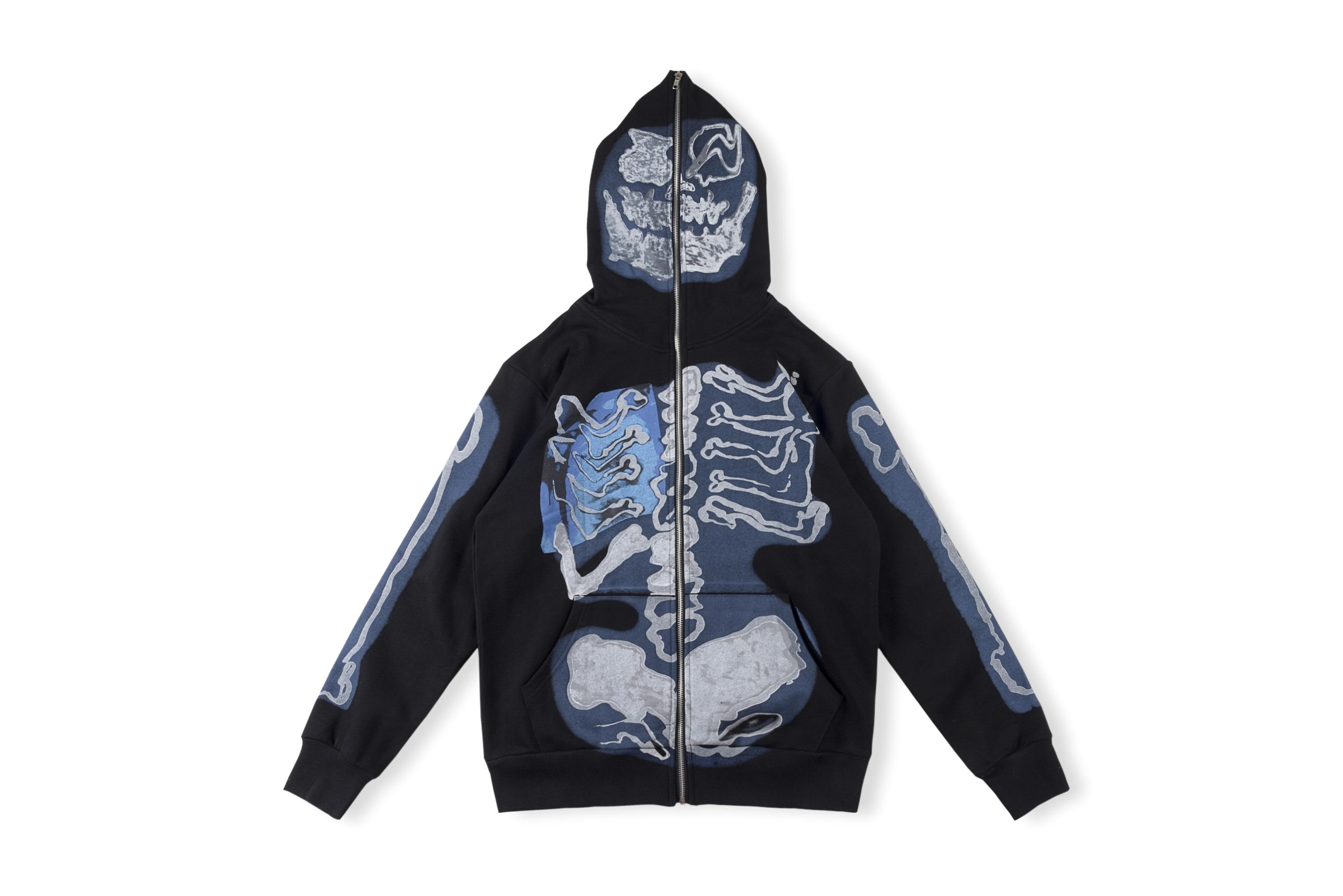 Travis Scott Bone Print Zipper Hoodie Black