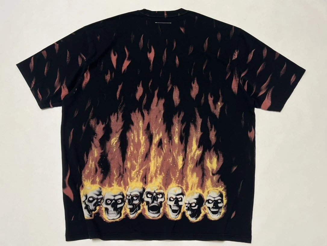 1:1 Best Quality Supreme & MM6  Maison Margiela Skull Flame Tee Black