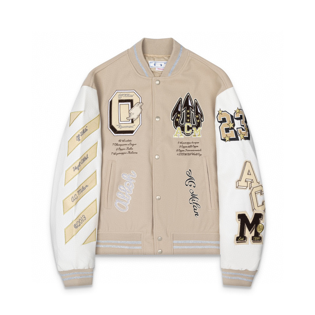 AC Milan Off White Baseball Jacket Khaki Color