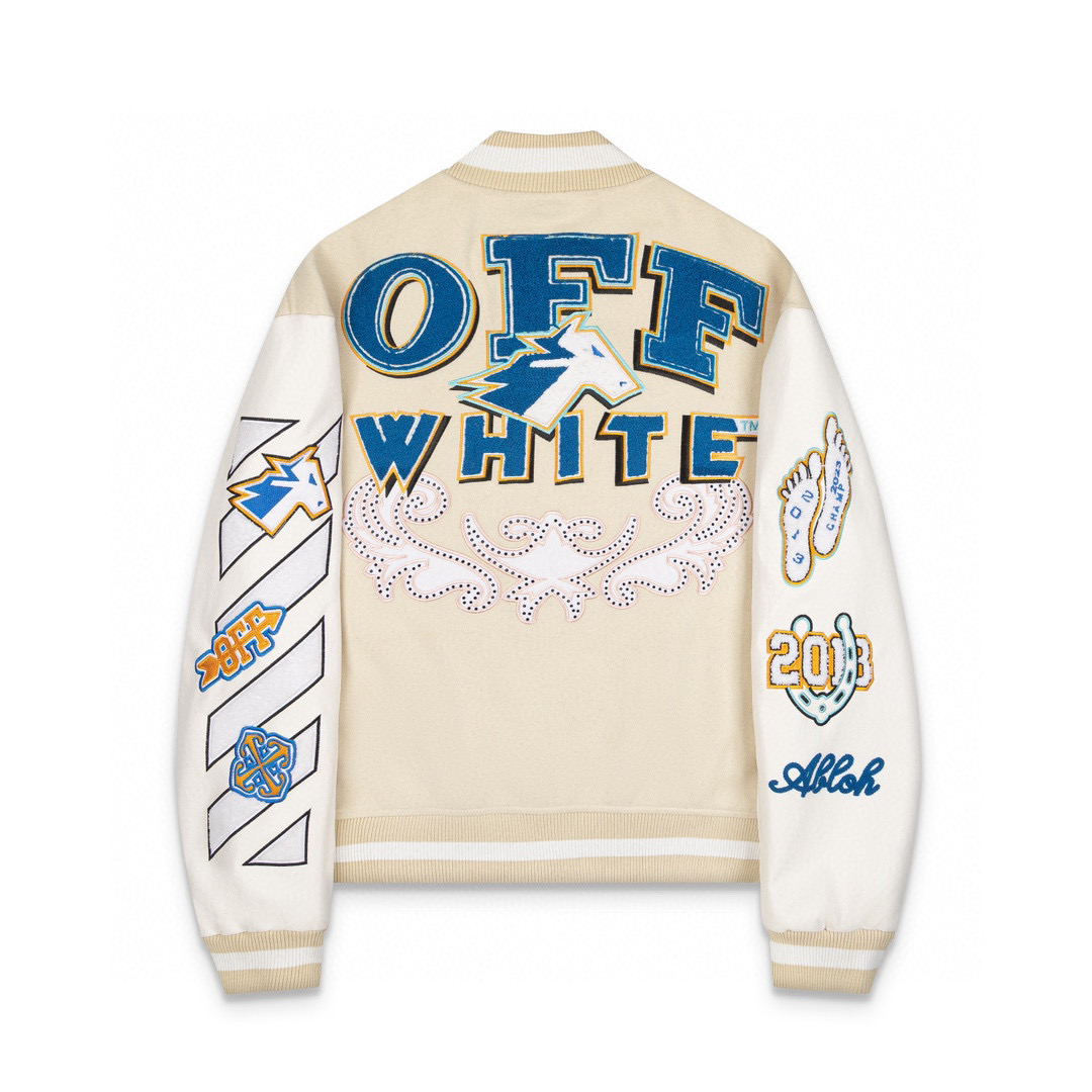 Off White Baseball Jacket Light Khaki Color