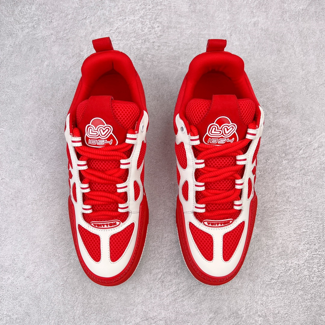 2024 LV Skate Trainer Sneaker Low Red X White Color