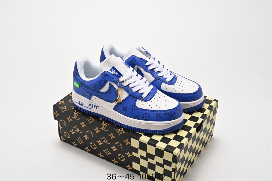 2024 LV Trainer X Nike Air Force 1 Low White X Blue Color