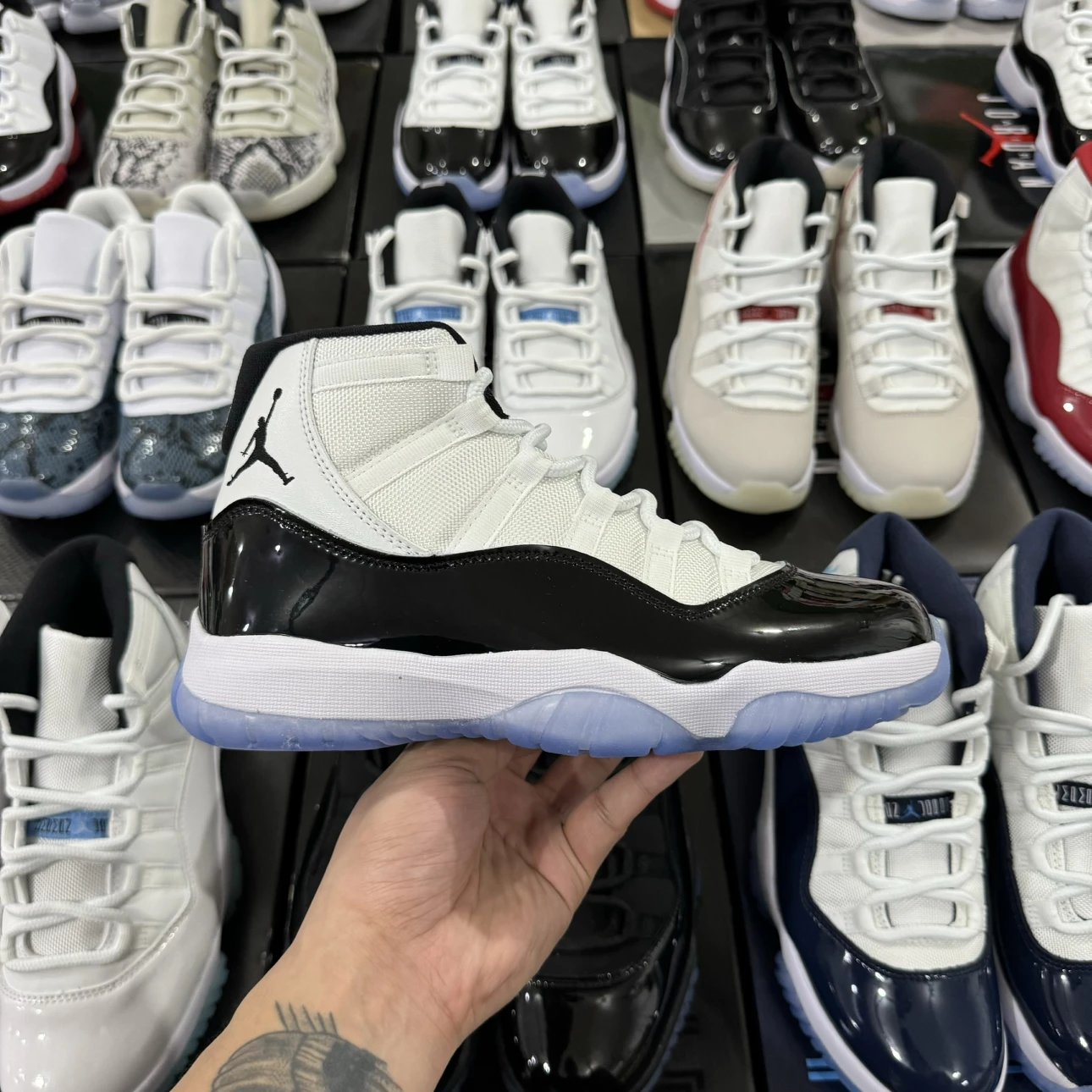Air Jordan 11 Retro High Black white with Black Logo