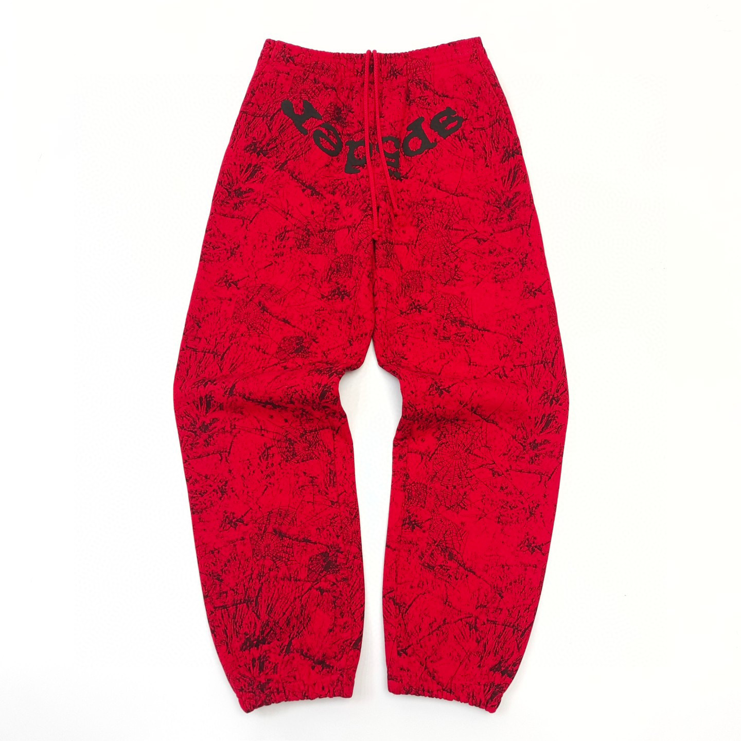 1:1 Best Quality Sp5der Spider webs Full Print Pants Red