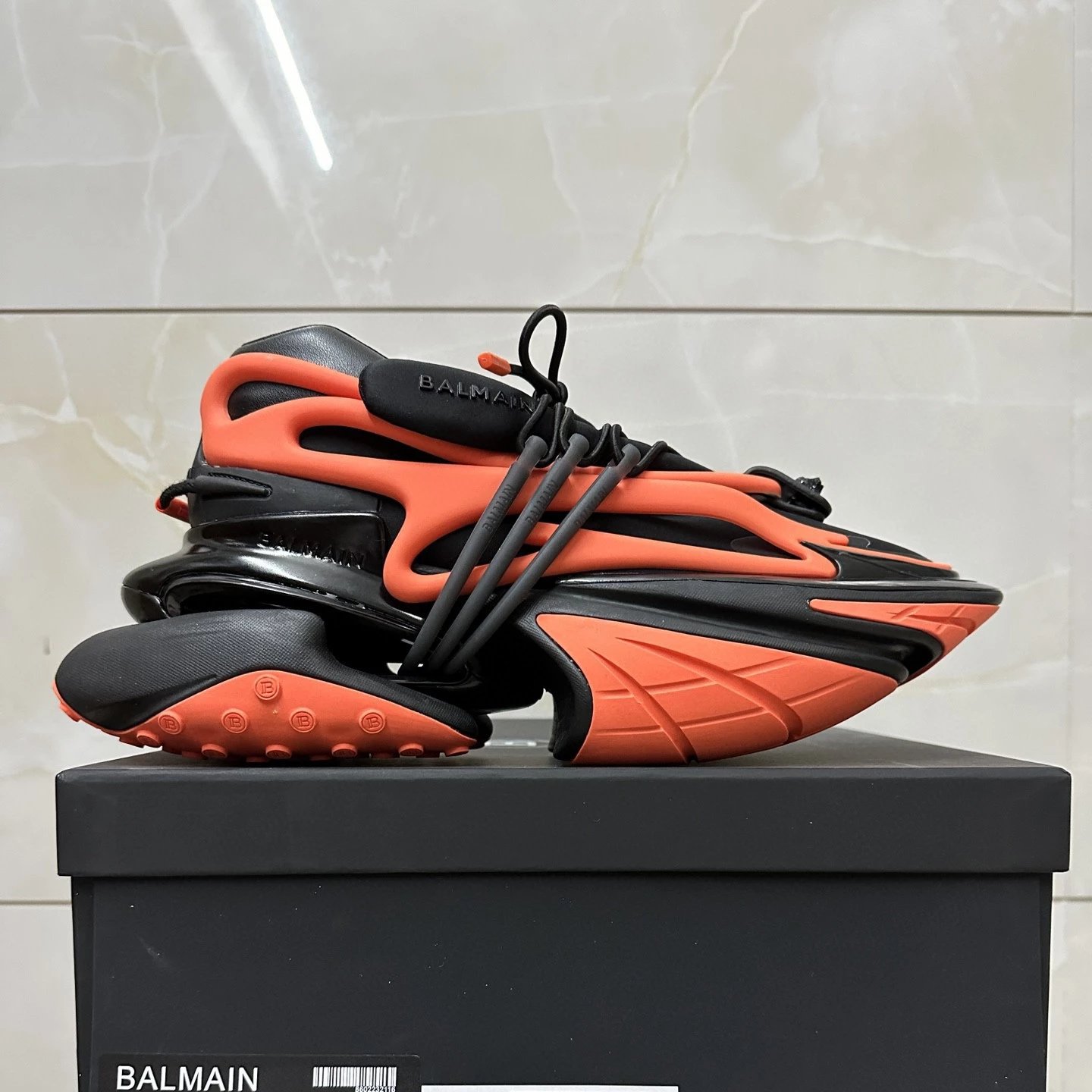 2022 Balmain Bullet Shoes Orange & Black