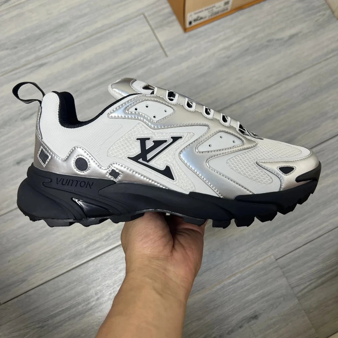 LV Runner Tatic Silver & White Color