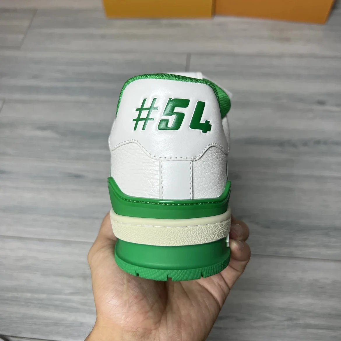 LV Full Letters Logo Trainer Shoes Green & White